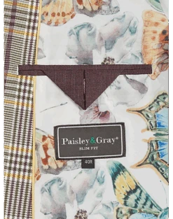 Paisley & Gray Slim Fit Suit Separates Coat, Olive & Yellow Check -Gentleman’s Outlet Store MW40 3XM6 60 PAISLEY GRAY OLIVE YELLOW CHECK ALT3