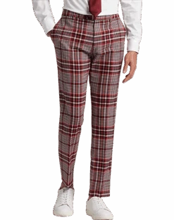 Paisley & Gray Slim Fit Suit Separates Pants, Pink Plaid