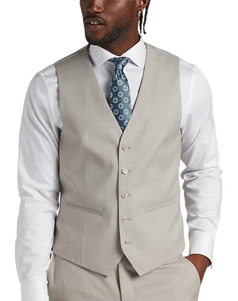 JOE Joseph Abboud Slim Fit Suit Separates Vest, Tan Sharkskin 1 JOE Joseph Abboud Slim Fit Suit Separates Vest, Tan Sharkskin