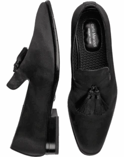 Carlo Morandi Tasseled Satin Formal Loafers, Black