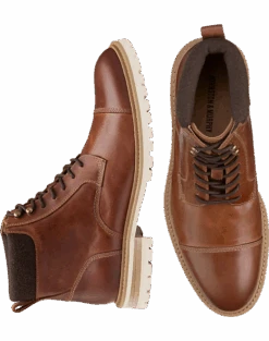 Johnston & Murphy Barrett Cap Toe Lace-Up Boots, Cognac