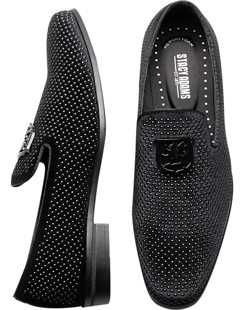 Stacy Adams Swagger Studded Ornament Formal Loafers, Black & Gold 1 Stacy Adams Swagger Studded Ornament Formal Loafers, Black & Gold