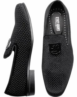 Stacy Adams Swagger Studded Ornament Formal Loafers, Black & Silver