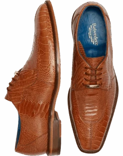 Belvedere Siena Ostrich Moc Toe Oxfords, Burned Amber