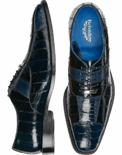 Belvedere Mare Ostrich & Eel Cap Toe Oxfords, Navy