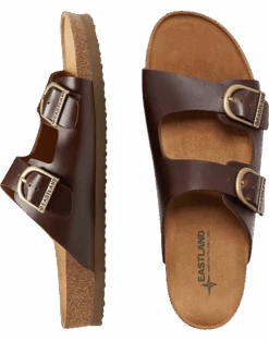 Eastland Cambridge Double Buckle Slide Sandals, Mahogany