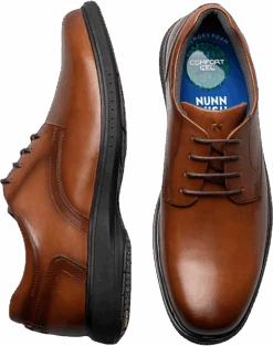 Nunn Bush KORE PRO Plain Toe Oxfords, Cognac