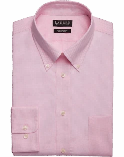 Lauren By Ralph Lauren UltraFlex Regular Fit Button-Down Collar Dress Shirt, Pink Gingham