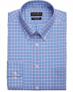 Lauren By Ralph Lauren Classic Fit UltraFlex Button-Down Collar Dress Shirt, Blue Plaid