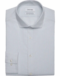 Calvin Klein Infinite Wrinkle Free Slim Fit Stretch Collar Dress Shirt, Blue Plaid