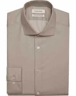 Calvin Klein Infinite Wrinkle Free Slim Fit Stretch Collar Dress Shirt, Cappuccino