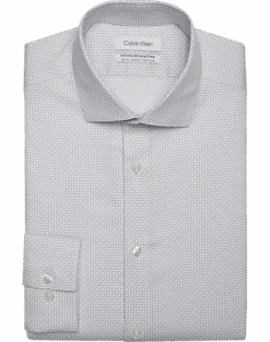 Calvin Klein Infinite Wrinkle Free Slim Fit Stretch Collar Dress Shirt, Gray Squares