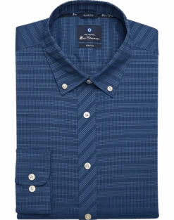 Ben Sherman Slim Fit Button-Down Collar Dress Shirt, Navy Plaid