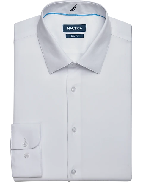 Nautica Slim Fit Four-Way Stretch Dress Shirt, White 1 Nautica Slim Fit Four-Way Stretch Dress Shirt, White