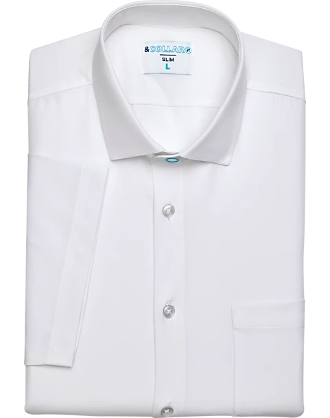 &Collar Pacific Slim Fit Stain-Resistant Short Sleeve Dress Shirt, White 1 &Collar Pacific Slim Fit Stain-Resistant Short Sleeve Dress Shirt, White