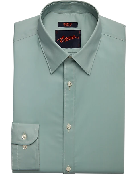 Egara Skinny Fit Point Collar Dress Shirt, Green 1 Egara Skinny Fit Point Collar Dress Shirt, Green