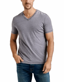 Lucky Brand Burnout Modern Fit V-Neck T-Shirt, Gray
