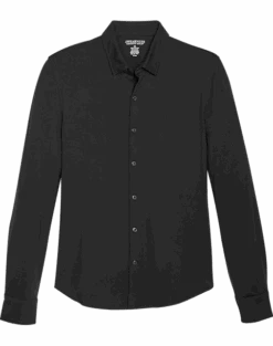 Awearness Kenneth Cole Slim Fit Spread Collar Sport Shirt, Black
