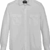Awearness Kenneth Cole Slim Fit Twill Military Sport Shirt, White