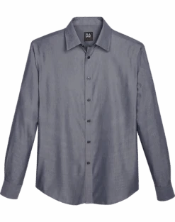 Jos. A. Bank Traveler Collection Slim Fit Spread Collar Sport Shirt, Black Melange Chevron