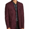 Paisley & Gray Slim Fit Ultra-suede Military Jacket, Burgundy