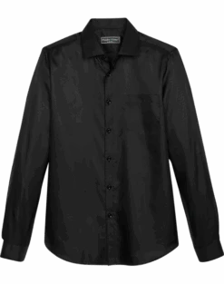 Paisley & Gray Slim Fit Spread Collar Sport Shirt, Black Jacquard