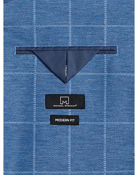 Michael Strahan Modern Fit Knit Sport Coat, Medium Blue Windowpane 3 Michael Strahan Modern Fit Knit Sport Coat, Medium Blue Windowpane - Image 3