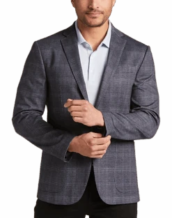 Awearness Kenneth Cole Slim Fit Knit Sport Coat, Navy Plaid