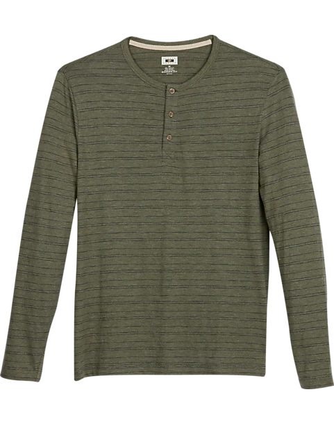 Joseph Abboud Modern Fit Henley, Olive Stripe 1 Joseph Abboud Modern Fit Henley, Olive Stripe