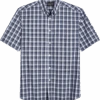 Haggar Modern Fit LIFE KHAKI™ Short Sleeve Plaid Sport Shirt, Dark Blue Plaid