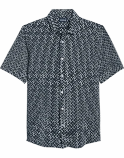 Haggar Modern Fit Short Sleeve Pique Sport Shirt, Dark Blue