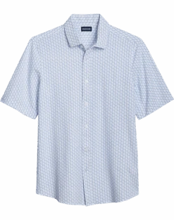 Haggar Modern Fit Short Sleeve Pique Sport Shirt, Light Blue