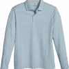 Joseph Abboud Modern Fit Long Sleeve Polo Shirt, Light Blue Slub Stripe