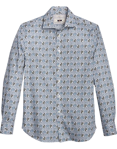 Joseph Abboud Modern Fit Sport Shirt, Blue Paisley Mosaic 1 Joseph Abboud Modern Fit Sport Shirt, Blue Paisley Mosaic