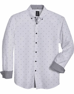 Michael Strahan Four-Way Stretch Modern Fit Sport Shirt, Navy Stars