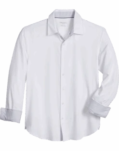 Con.Struct Four-Way Stretch Slim Fit Spread Collar Sport Shirt, White