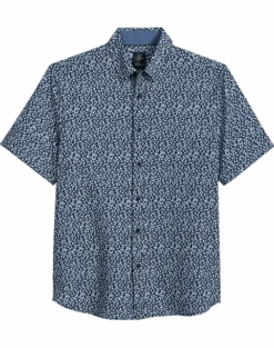 Michael Strahan Modern Fit 4-Way Stretch Short Sleeve Sport Shirt, Blue Liberty Floral