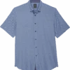 Michael Strahan Modern Fit 4-Way Stretch Short Sleeve Sport Shirt, Blue Cube Pattern