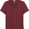 Joseph Abboud Modern Fit Short Sleeve Camp Shirt, Brick Red