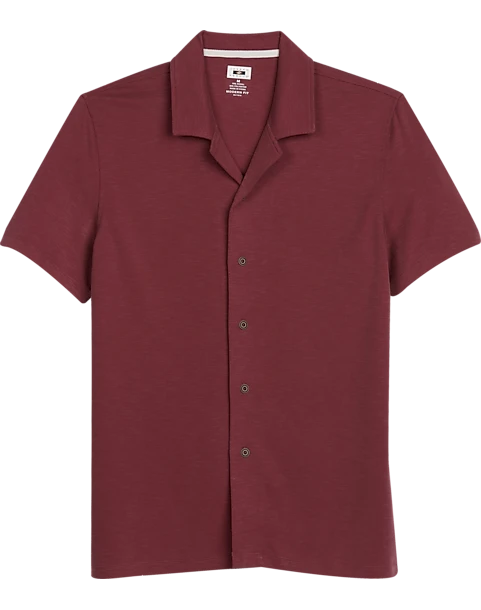 Joseph Abboud Modern Fit Short Sleeve Camp Shirt, Brick Red 1 Joseph Abboud Modern Fit Short Sleeve Camp Shirt, Brick Red