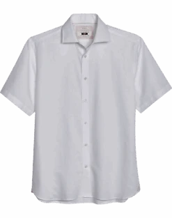 Joseph Abboud Modern Fit Short Sleeve Linen-Blend Sport Shirt, White