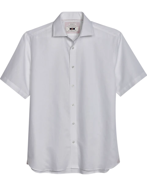 Joseph Abboud Modern Fit Short Sleeve Linen-Blend Sport Shirt, White 1 Joseph Abboud Modern Fit Short Sleeve Linen-Blend Sport Shirt, White