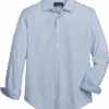 Report Collection Slim Fit Four-Way Stretch Sport Shirt, Light Blue Mini Box Print