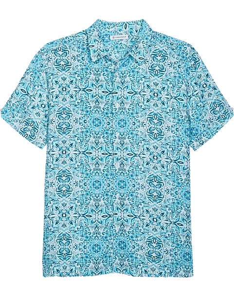 Cubavera Modern Fit Short Sleeve Sport Shirt, Light Blue Cuban Tile 1 Cubavera Modern Fit Short Sleeve Sport Shirt, Light Blue Cuban Tile
