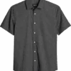 Awearness Kenneth Cole Slim Fit Short Sleeve Sport Shirt, Black Micro Dot