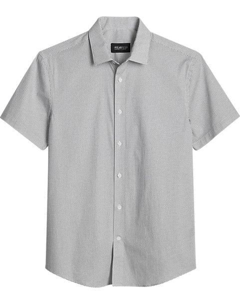 Awearness Kenneth Cole Slim Fit Short Sleeve Sport Shirt, White Micro Dot 1 Awearness Kenneth Cole Slim Fit Short Sleeve Sport Shirt, White Micro Dot