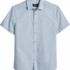 Awearness Kenneth Cole Slim Fit Short Sleeve Sport Shirt, Light Blue Rain