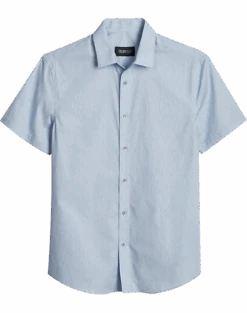 Awearness Kenneth Cole Slim Fit Short Sleeve Sport Shirt, Light Blue Rain