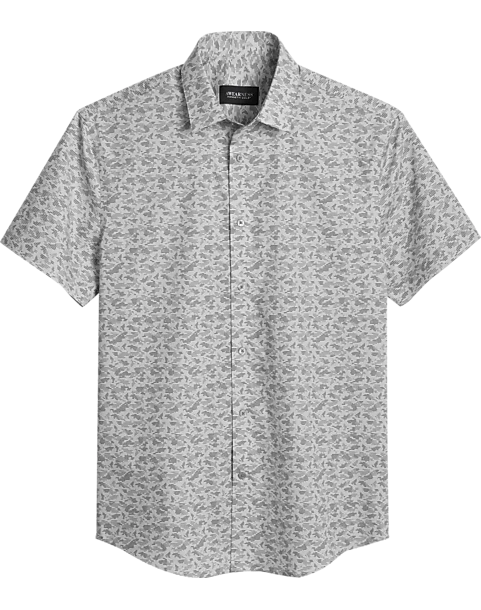 Awearness Kenneth Cole Slim Fit Short Sleeve Sport Shirt, Light Gray Camo 1 Awearness Kenneth Cole Slim Fit Short Sleeve Sport Shirt, Light Gray Camo