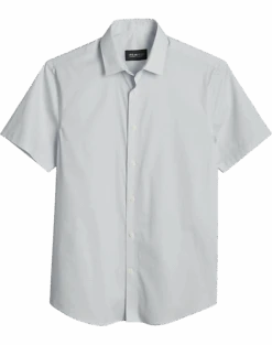 Awearness Kenneth Cole Slim Fit Short Sleeve Sport Shirt, Light Blue Gridlock